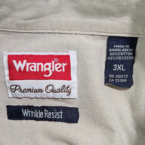 Wrangler Button Up Shirt Men’s 3XL Blue Plaid Long Sleeve Wrinkle Resist Cotton - Picture 5 of 9